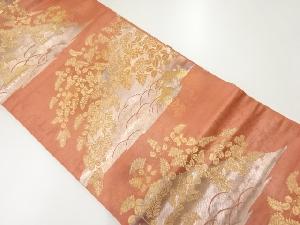 アンティーク　遠山に秋草模様織出し名古屋帯（材料）